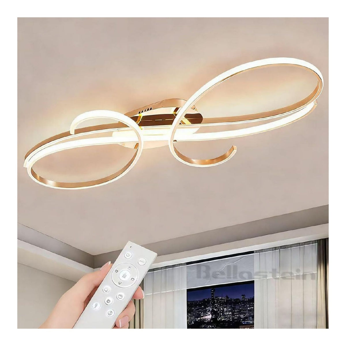 Luminaire Noir et Blanc a silhouette graphique de type suspension 80W 3000K