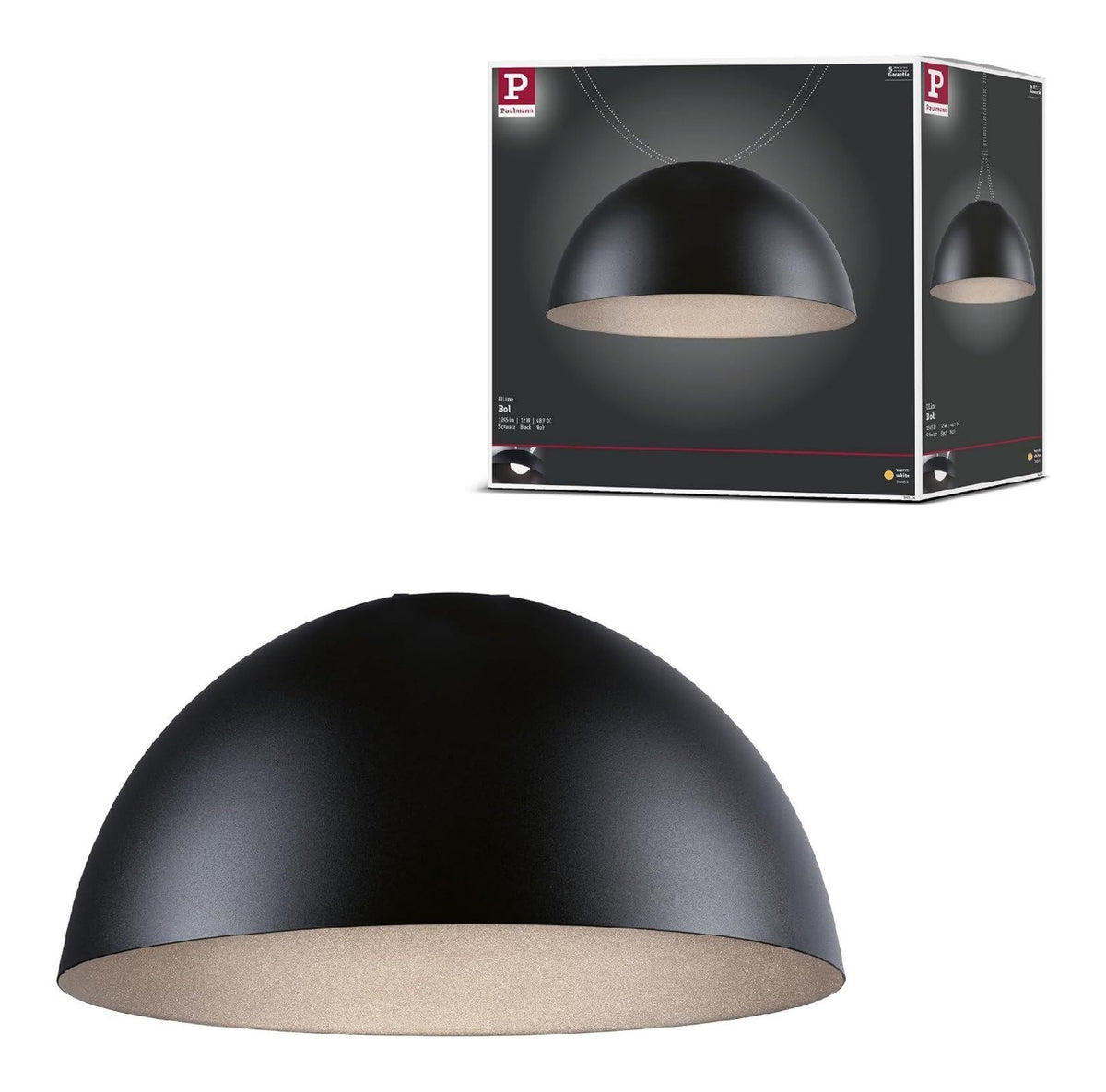 Suspension Noir et Blanc aux lignes epurees avec eclairage confortable 12W 3000 K