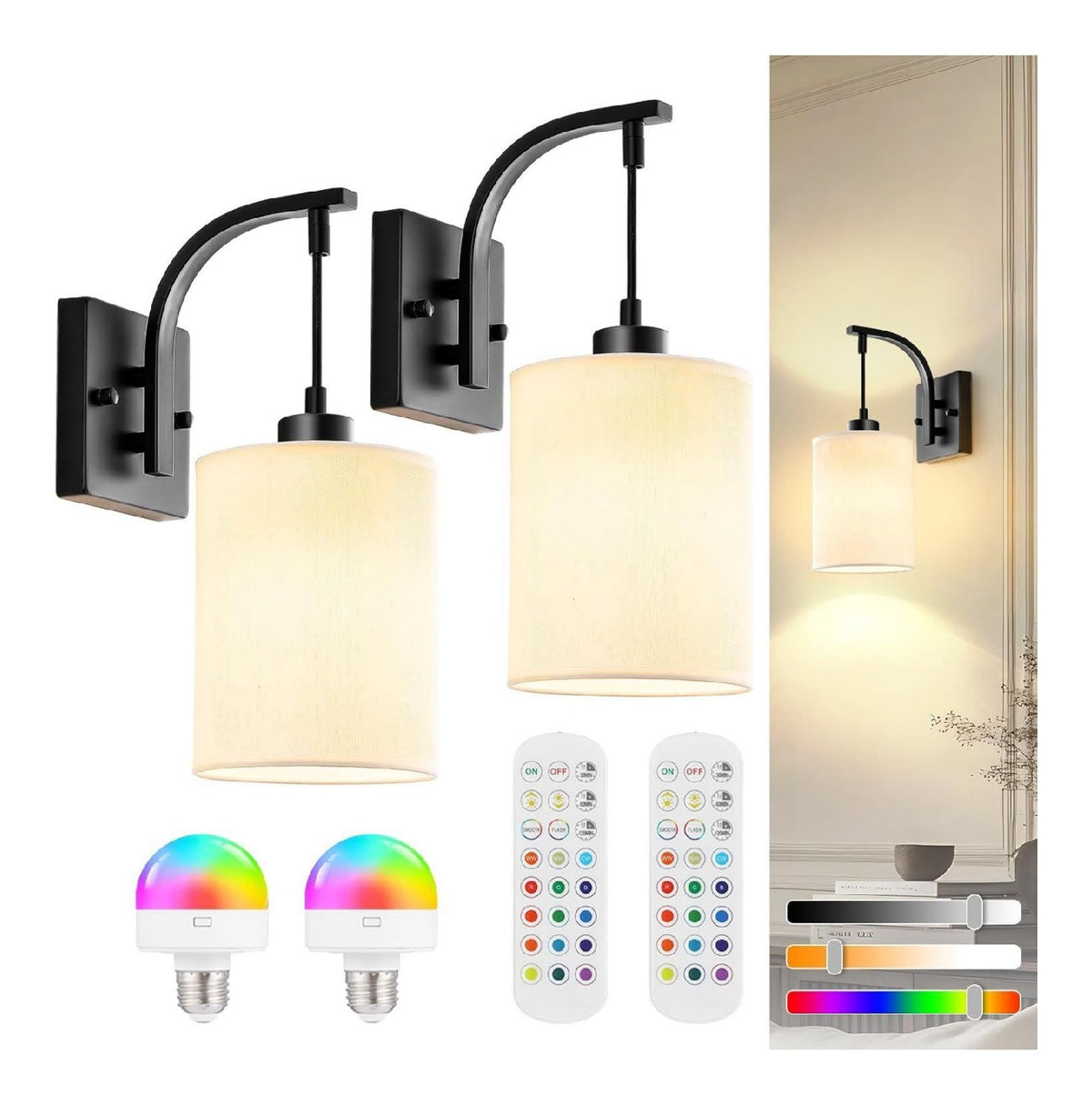 Luminaire Noir et Blanc a silhouette graphique de type applique murale