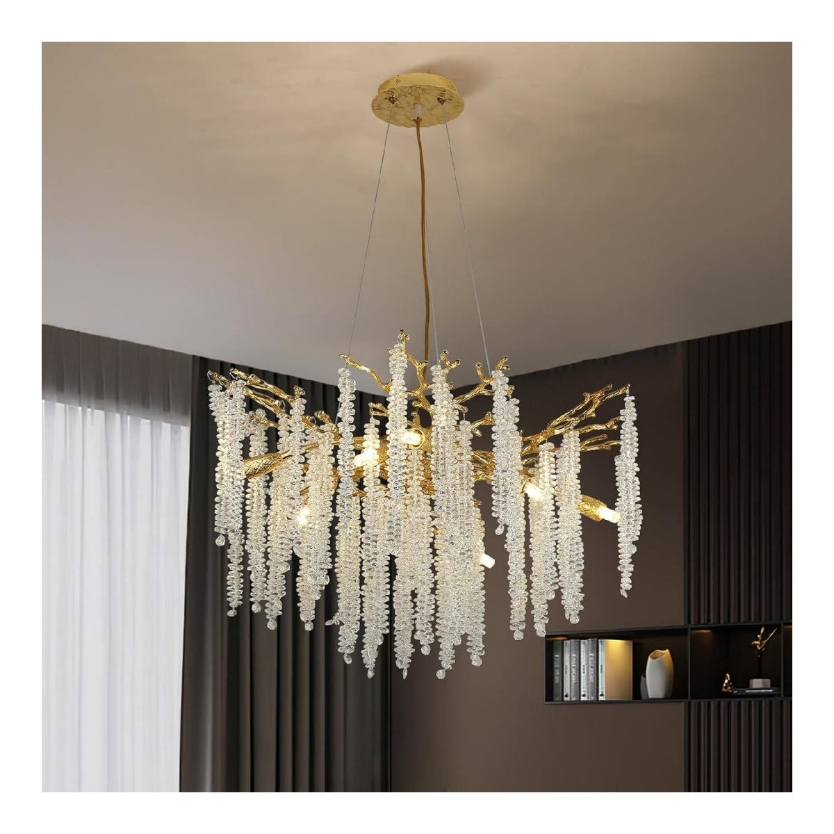 Luminaire Dore et Argente a silhouette graphique de type suspension 60 W