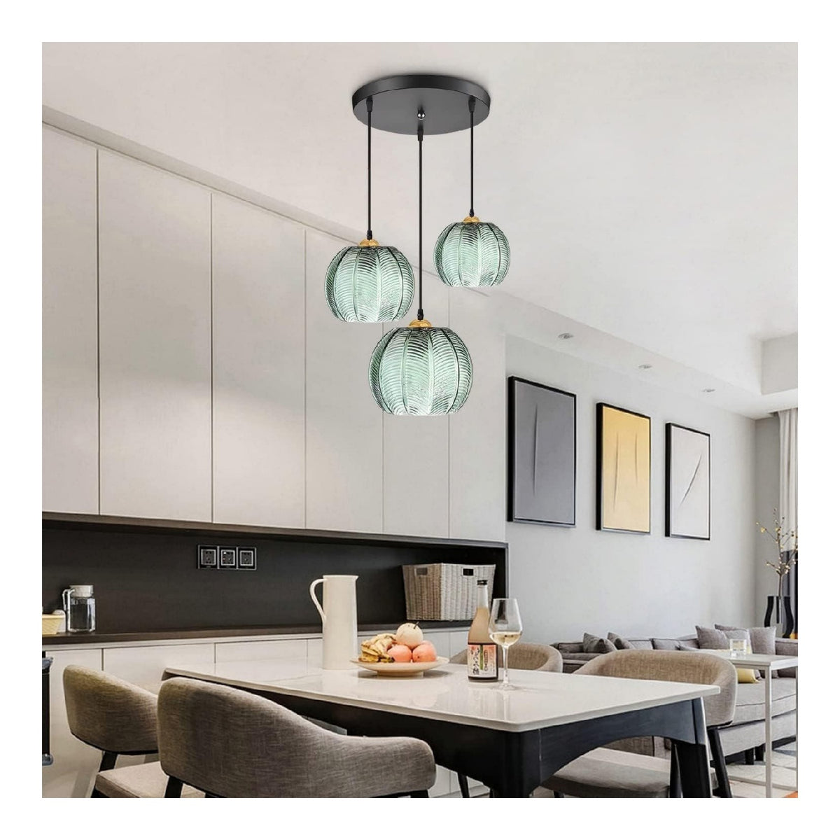 Lustre Ambre et Vert au style moderne avec conception fonctionnelle E27