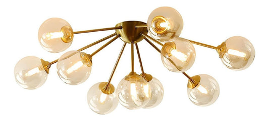 Lustre decoratif Dore et Ambre avec diffusion lumineuse harmonieuse ZY-8184