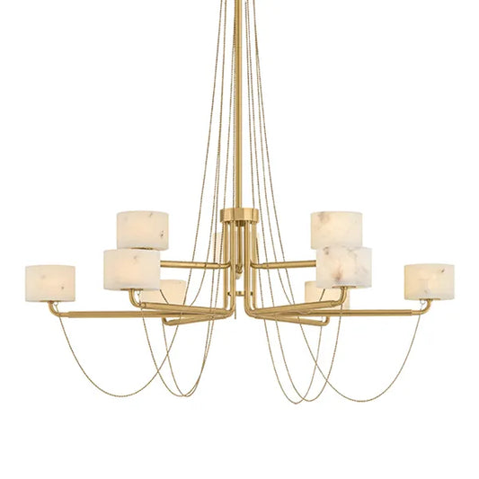Bunda 9 Light Chandelier, Vintage Brass