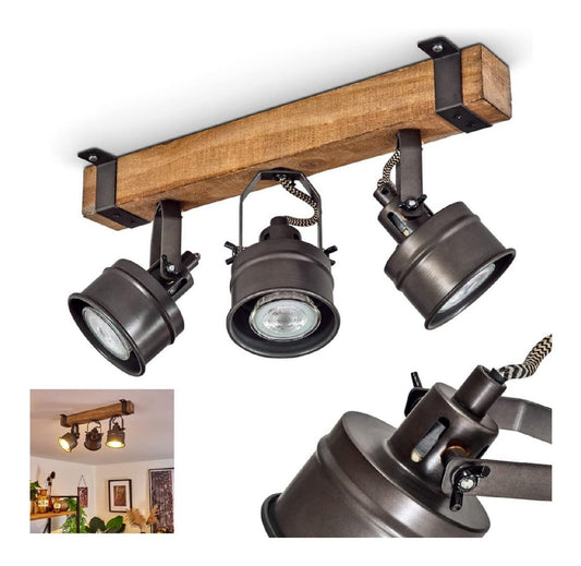 Luminaire Noir et Ambre a silhouette graphique de type spot de plafond IP20 GU10