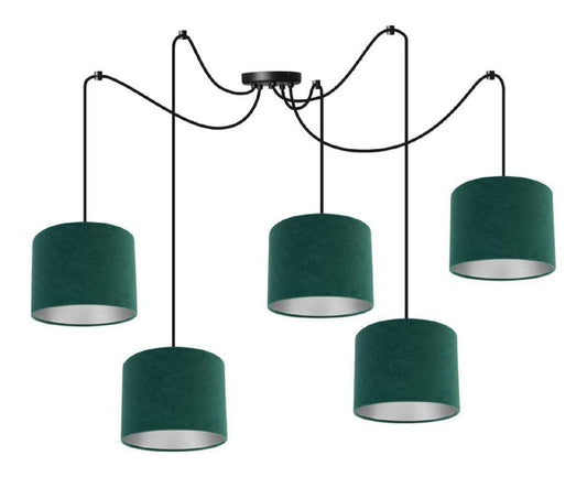 Suspension Argente et Vert a presence elegante et lumiere agreable 60W E27