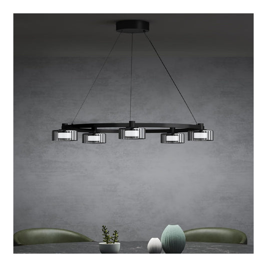 Suspension Noir et Ambre a presence elegante et lumiere agreable 5W 3000K