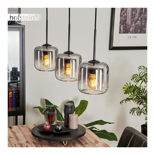 Suspension Noir et Ambre aux lignes epurees avec eclairage confortable IP20 E27