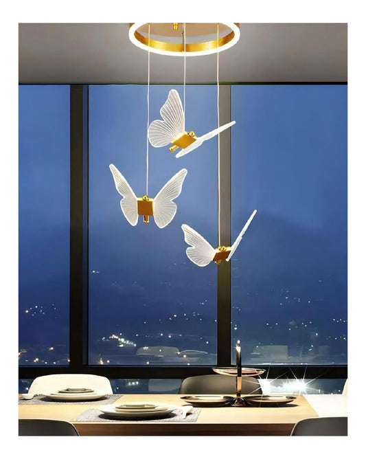Eclairage Blanc et Dore contemporain en version suspension 72W 3000 K