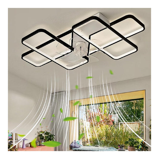 Lustre Noir et Blanc aux lignes epurees avec eclairage confortable 78W 3000K