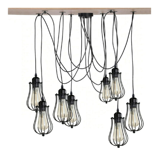 Luminaire Noir a silhouette graphique de type suspension 60 W E27