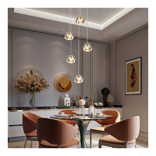 Suspension decoratif Blanc et Transparent avec diffusion lumineuse harmonieuse 2700K