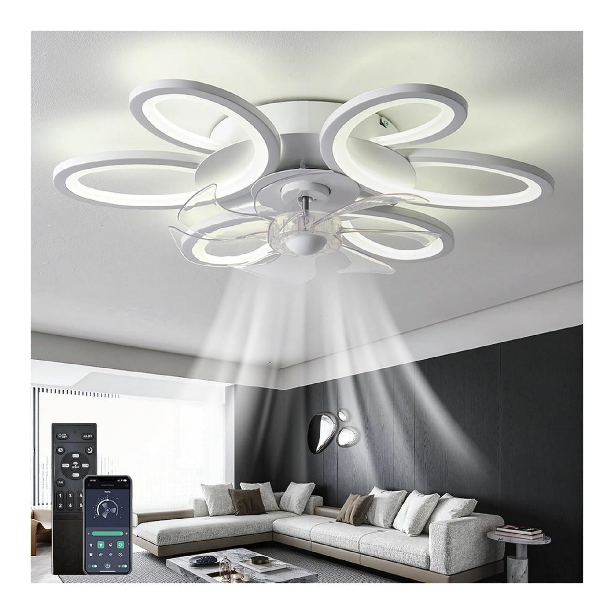 Lustre Noir et Blanc aux lignes epurees avec eclairage confortable