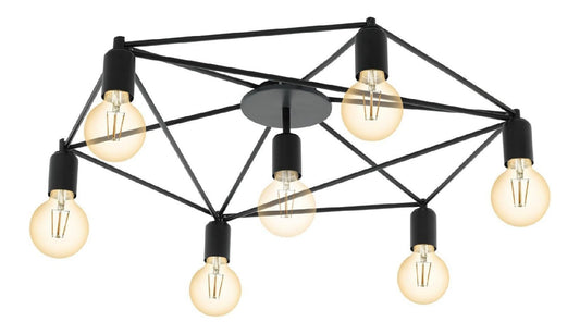 Solution lumineuse Noir et Ambre au dessin sobre en format plafonnier E27 6L-5552