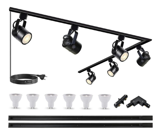 Eclairage Noir et Blanc contemporain en version rail de spots 6000K GU10