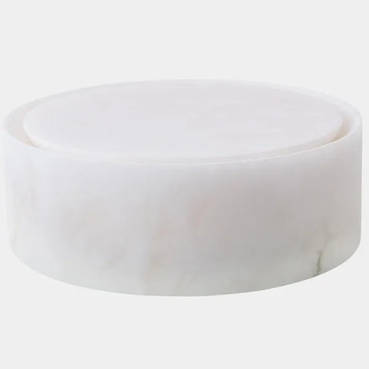 Labbro Round Box, Alabaster