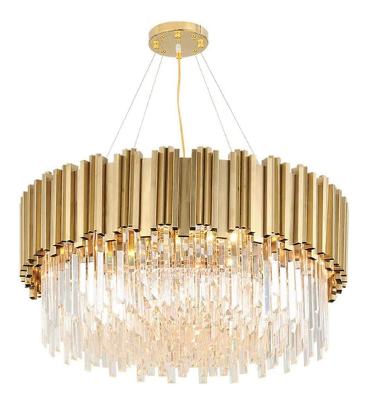 Luminaire Dore et Ambre a silhouette graphique de type lustre E14