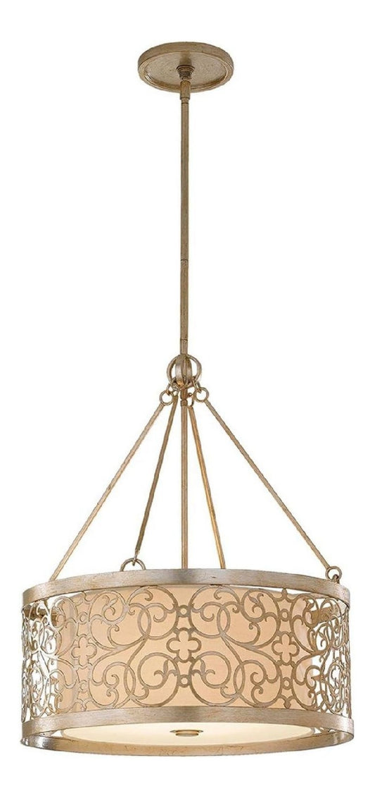 Luminaire Argente et Ambre a silhouette graphique de type suspension 60 W E27