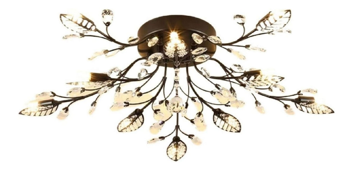 Luminaire Noir et Ambre a silhouette graphique de type lustre 40 W