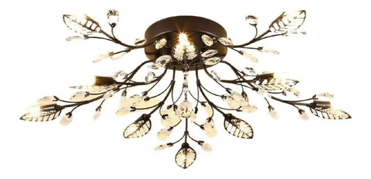 Luminaire Noir et Ambre a silhouette graphique de type lustre 40 W