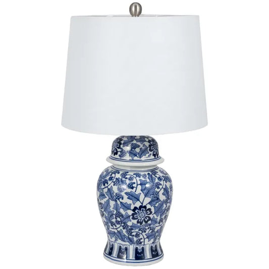 Temple Jar Table Lamp, Blue/White