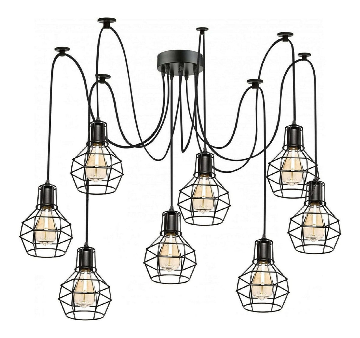 Suspension Noir aux lignes epurees avec eclairage confortable 60 W E27