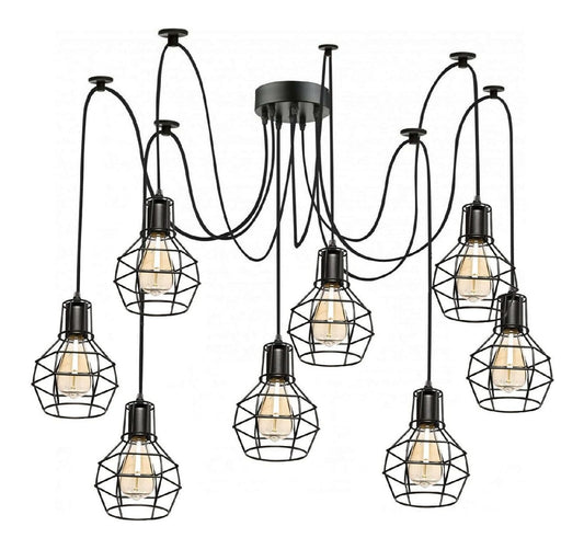 Suspension Noir aux lignes epurees avec eclairage confortable 60 W E27