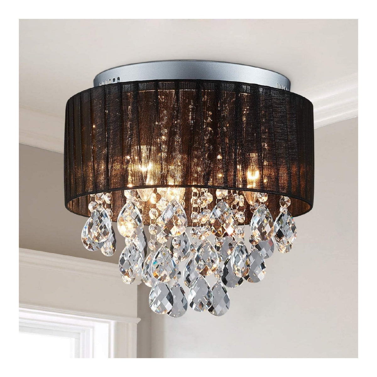 Lustre Noir et Ambre a presence elegante et lumiere agreable 40W E14
