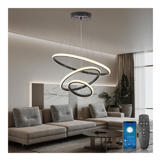 Luminaire Noir et Blanc a silhouette graphique de type suspension 45W 3000K